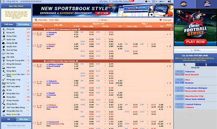 Khám phá SBO Thể Thao PKWIN – Sân chơi cá cược uy tín hàng đầu châu Á 2 Điểm Nổi Bật Của SBO Thể Thao PKWIN